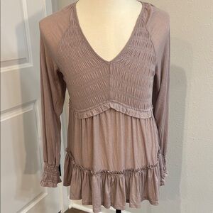 Pink Smocked Ruffled Blouse